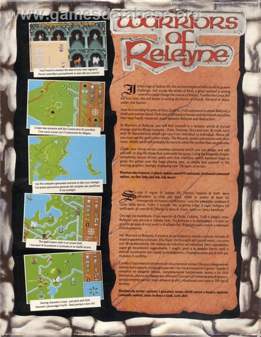 Warriors Of Releyne - Commodore Amiga - Artwork - Box Back